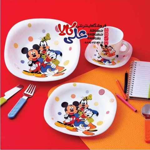سرویس غذا خوری آرکوپال کودک مربع پارس اوپال طرح میکی موس Micky Mouse کد 24 (2)