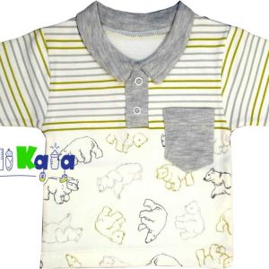 لباس نوزادی پیراهن آستین کوتاه طرح خرس قطبی کد AK01