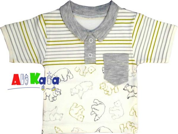 لباس نوزادی پیراهن آستین کوتاه طرح خرس قطبی کد AK01