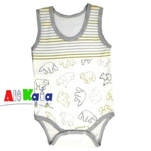 لباس نوزادی پیراهن بادی رکابی طرح خرس قطبی کد AK05