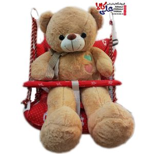 عروسک خرس 90 سانتی متری با طرح 3 قلب