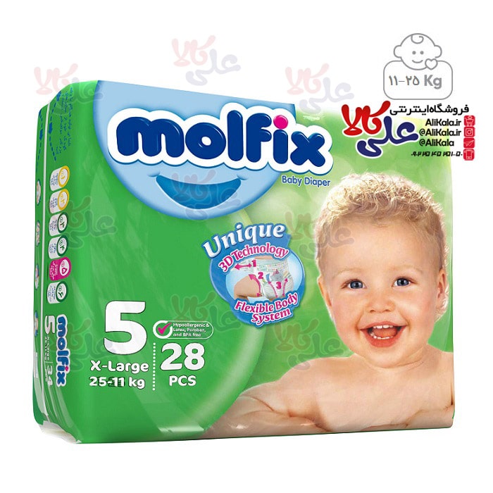پوشک مولفیکس سایز 5 بسته 34 عددی