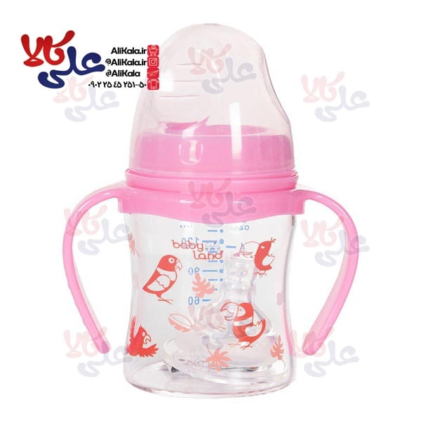 شیشه شیر پیرکس دسته دار بیبی لند مدل 497/498 ظرفیت 150میل